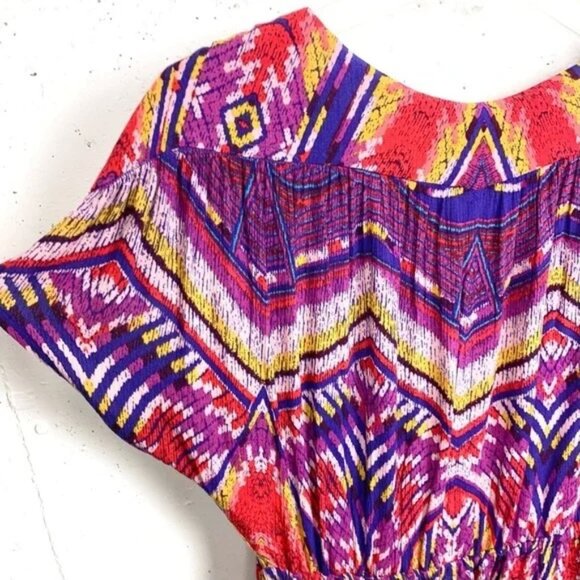 Free People Dream All Night Romper Lilac Multi V-Neck Dolphin Hem Cinched XS - Picture 6 of 9